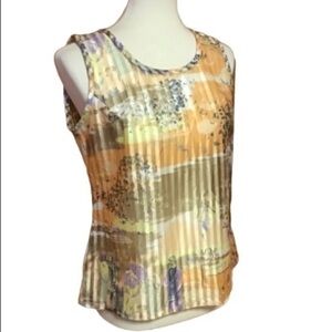 Vintage 70s floral sheer stripes sleeveless top